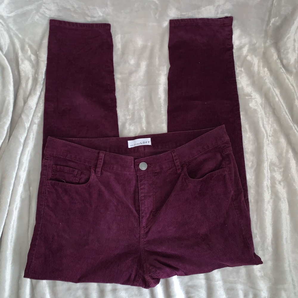 LOFT Burgundy Corduroy Pants